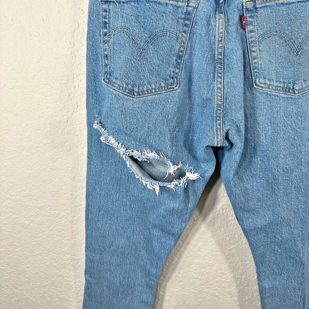 Levi's 501 Premium Skinny Medium Wash Distressed Jeans - Picture 6 of 14